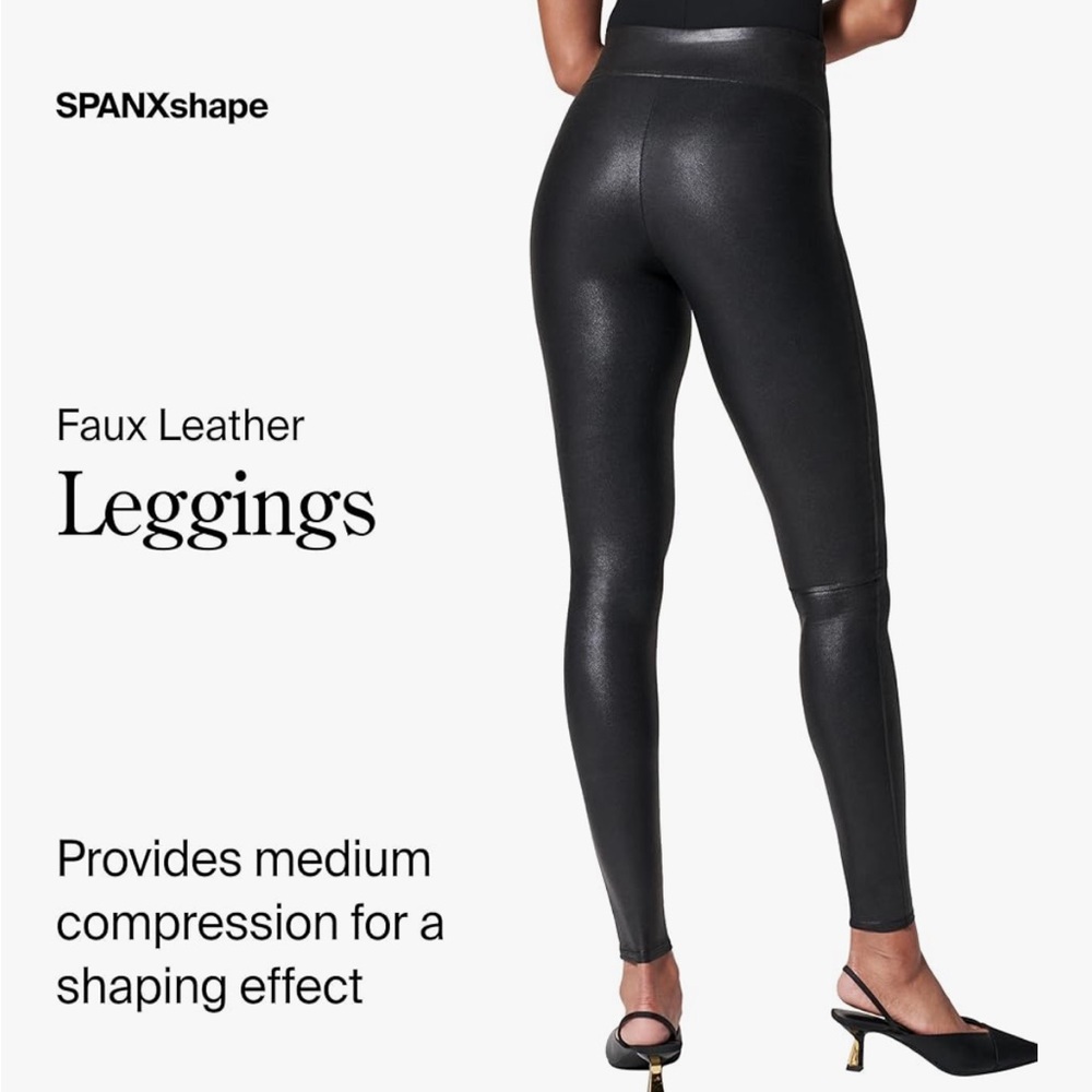 SPANX faux leather black leggings (M)
